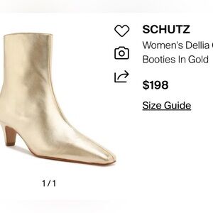SCHUTZ Metallic Gold Pointed-Toe Ankle Booties